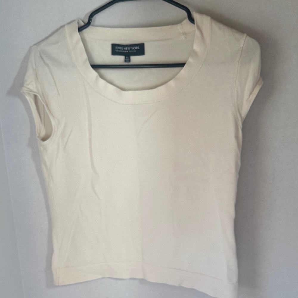 Jones New York collection petite silk blend cream shirt size small